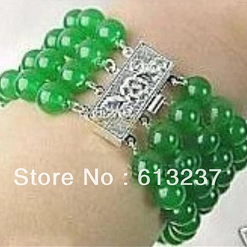 

New Malaysia chalcedony jades stone 4 Rows Natural 8mm Round loose beads making Jewelry bracelet 7.5" YE2088