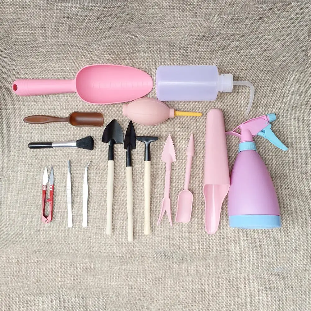 Multi-function 15Pcs Mini Gardening Hand Tools Set Succulent Plants Watering Bottles Miniature Garden Plants bucket shovel tools Multi-function 15Pcs Mini Gardening Hand Tools Set Succulent Plants Watering Bottles Miniature Garden Plants bucket shovel tools