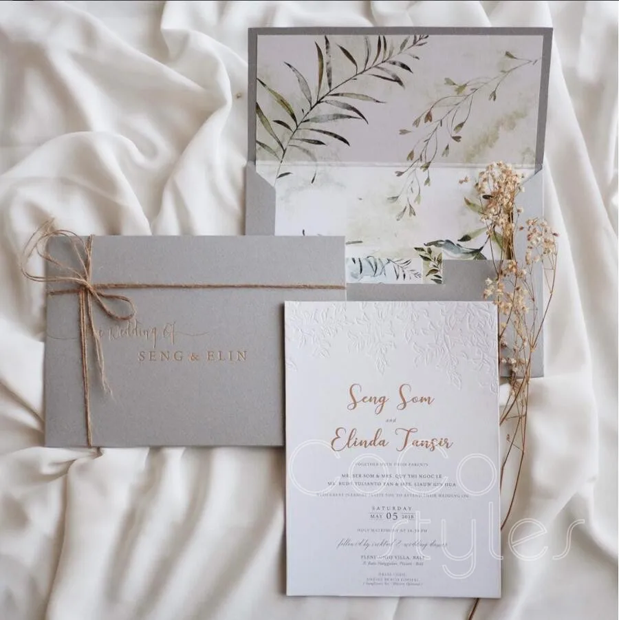 Cocostyles на заказ художественный стиль слепой буквенный принт цветочный фольгированный пригласительный открытка witn конверт для леса Свадебная вечеринка события