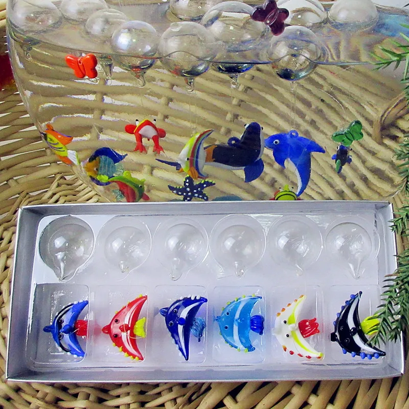 Mini Ocean world aquarium decorations pendant hand blown floating glass