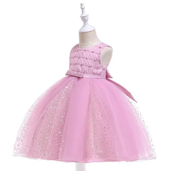 

2019 New Girls Handmade Beaded Stars Mesh Gauze Kids Dresses for Girls Show Dress Flower Girl Princess Fluffy Dress 4-10y GDR577