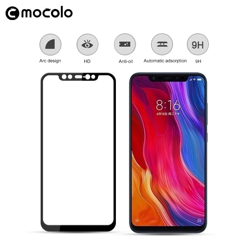 Защитное стекло Mocolo 9H для Xiaomi Mi 8 полное покрытие клей закаленное SE защита