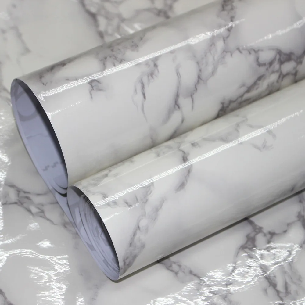 

HaokHom Marble Peel and Stick Wallpaper for wall 3d Contact Paper Gloss Vinyl Film Self-Adhesive furniture Sticker Countertops