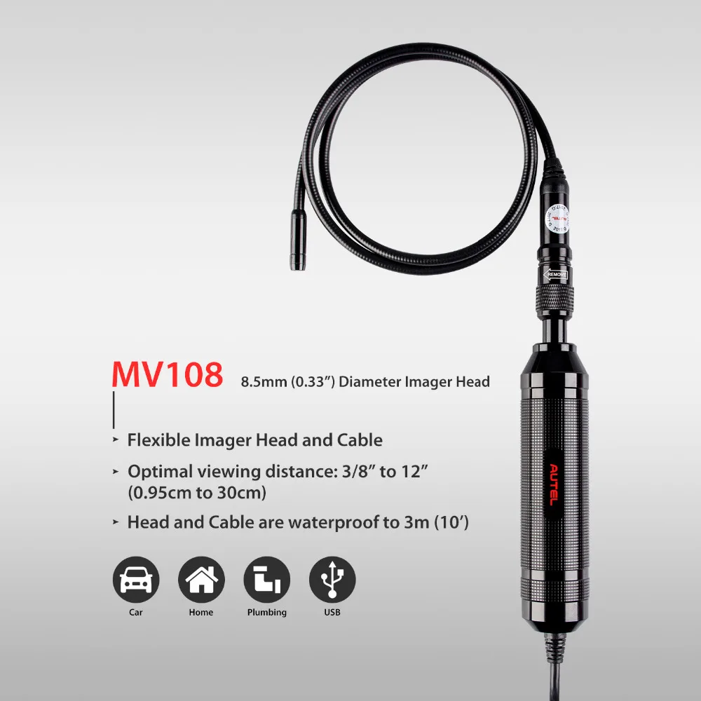 Autel MV108 MaxiVideo 8.5mm Videoscope Digital Inspection Camera for MaxiCOM 908 Series Products or PC MV108-8.5mm 