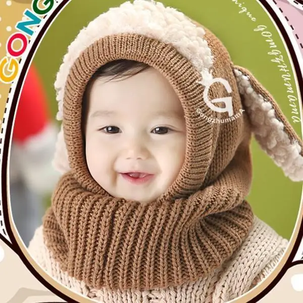 Зимние детские шапки и шарфики, вязаные крючком шапки для маленьких мальчиков и девочек, новые модные детские теплые шапки - Цвет: CAMEL