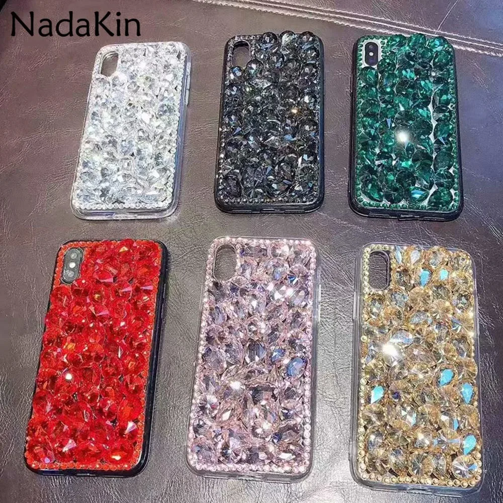 

Bling Diamond Back Case for Huawei Honor 8 9 6X 7X 8X 5C 6C V8 V9 Play Magic Luxury Glitter Rhinestone Fitted Cover Shell