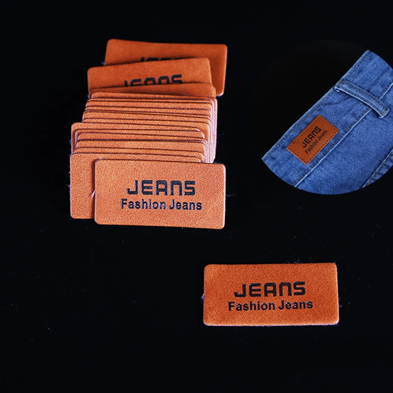 

Free Shipping 100pcs leather label for JEANS, clothing leather jeans in stock