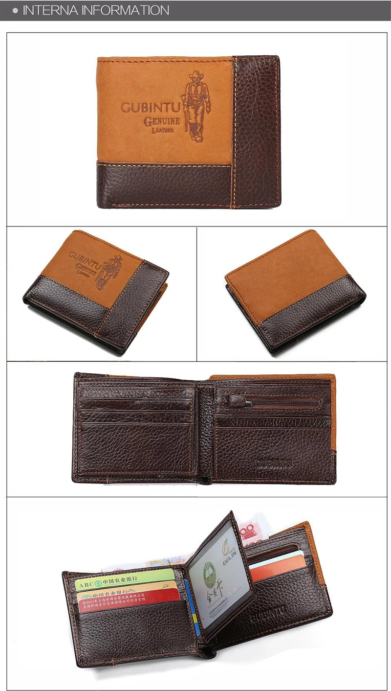 Мужские бумажники для банкнот из натуральной кожи с застежкой-молнией