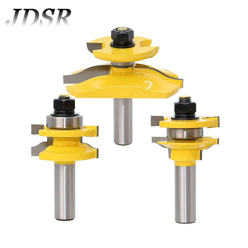 

JDSR 3Pcs 1/2''Shank Raised Panel Cabinet Door Router Bit Set Woodworking Tenon Milling Cutter For Wood Working Cutting Tool Set
