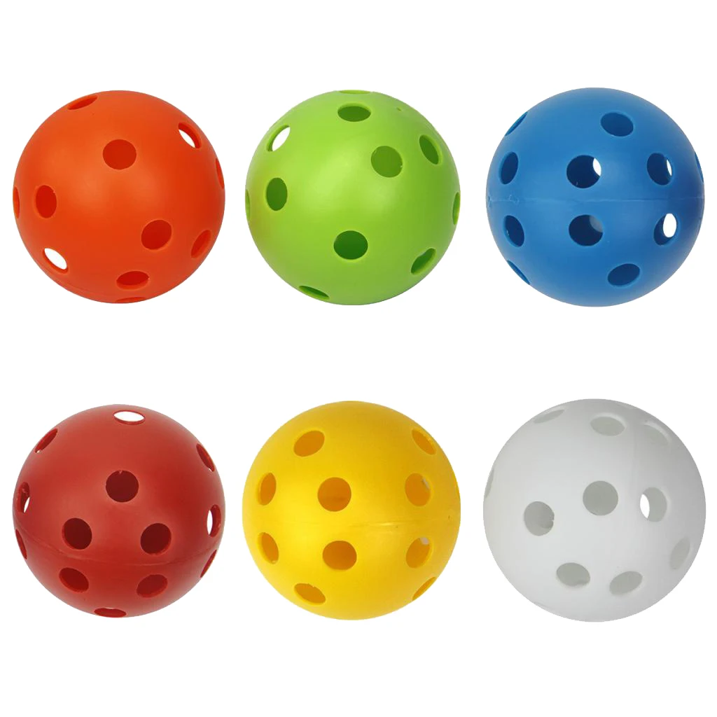 72mm Colorful Golf Practice Ball  Hollow Sports Training Balls Plastic Airflow Perfect for Pets Play- 6 Counted