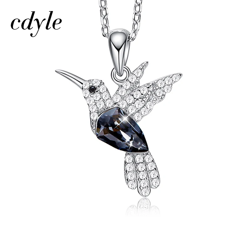 Cdyle серебро 925 ювелирные изделия животное ожерелье украшено кристаллами ожерелье кулон для женщин ювелирные изделия подарок - Окраска металла: Black