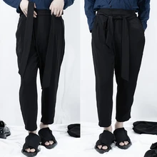 Мужские брюки на заказ больших размеров, оригинальные летние тонкие повседневные штаны с джокером, Ямамото, мешковатые штаны-шаровары с поясом в британском стиле