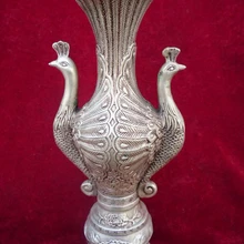 Рождественские украшения для дома+ очень редкая династия Мин/Цин тибетская Серебряная ваза и павлины