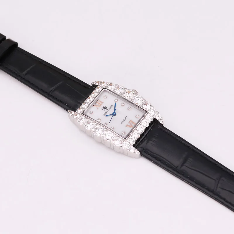 Королевская корона Роскошные ювелирные изделия женские часы Мода часов платье красочный браслет Кристалл Стразы подарок на день рождения - Цвет: Черный