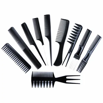 

10 PCS Hair Comb Set Black Make Up Beauty Professional Smooth Handle Scalp Massager Hair Care Salon Styling Anti Static Combs