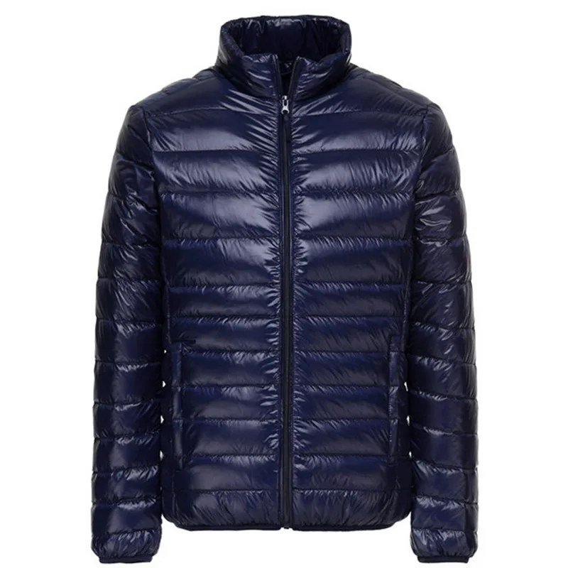 Новая мужская зимняя куртка, ультра-светильник, 90% белый утиный пух, куртки, повседневное портативное весеннее пальто для мужчин размера плюс, пуховики 5XL - Цвет: Синий