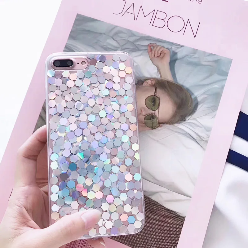 Чехол с лазерными блестками для iPhone 11 Pro X XS Max XR Блестящий Мягкий силиконовый