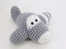 Amigurumi airplane rattle crochet baby toy rattle gray and white