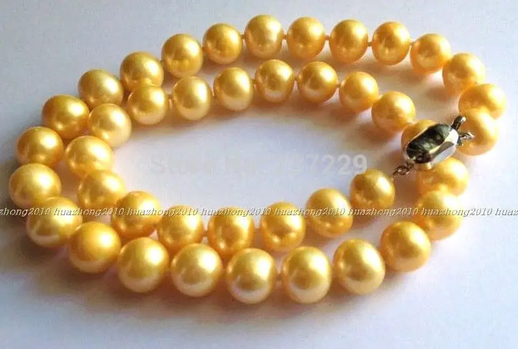 Hot sell Noble- FREE SHIPPING@@ Wholesale price S ^^^^^8-9MM Natural Gold Akoya Cultured Pearl Necklace 17'' AAA+