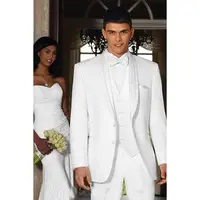 Новый Лидер продаж Новый стиль Белый Жених смокинги для женихов одежда мужской костюм Нотч две кнопки свадебные Мужские костюмы Жених