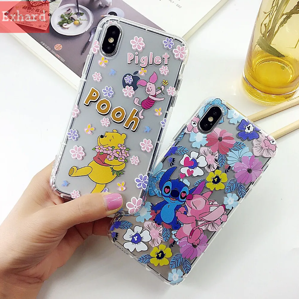 

Cartoon Winnie Pooh Transparent Shockproof TPU Case For iphone X XR XS Max 8 7 Plus 6 6s 6 Plus Case Back Cover Coque Fundas