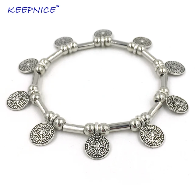 2018 New Handmade Metal Beaded Bracelet With Vintage Coin Charms 2018 New Handmade Metal Beaded Bracelet With Vintage Coin Charms Bangle Bracelets For Summer Woman
