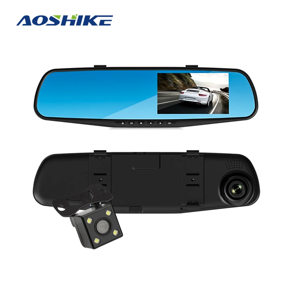 

AOSHIKE Full HD 1080P Car DVR Camera Auto 4.3 Inch Rear view Mirror Digital Video Recorder Dual Lens Registratory Camcorder
