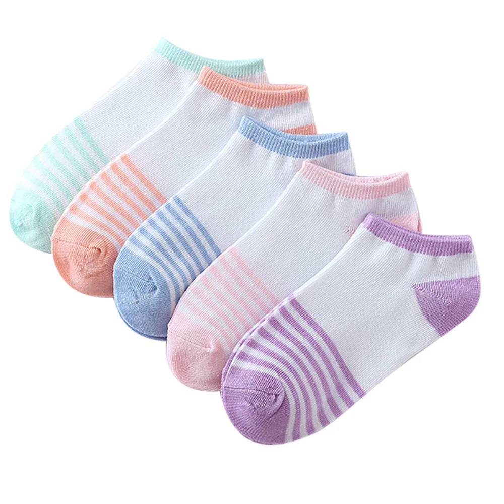 

5 Pairs/lot Women Socks Candy Color Small Strip Boat Print Pattern Boat Sock for Summer Breathable Casual Girls Funny Fashion #B