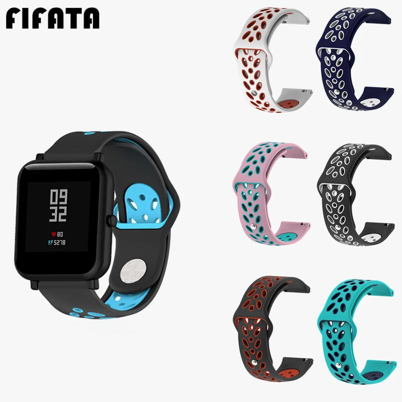 

FIFATA Silicone Strap For Xiaomi Huami Amazfit Bip Youth Band 20MM Double Color Watch Band Replacement Wristband Bracelet