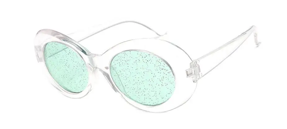 Трендовые яркие цвета женские Овальные Солнцезащитные очки Модные мужские блестящие прозрачные красные желтые зеленые фиолетовые очки UV400 - Цвет линз: Cgreen