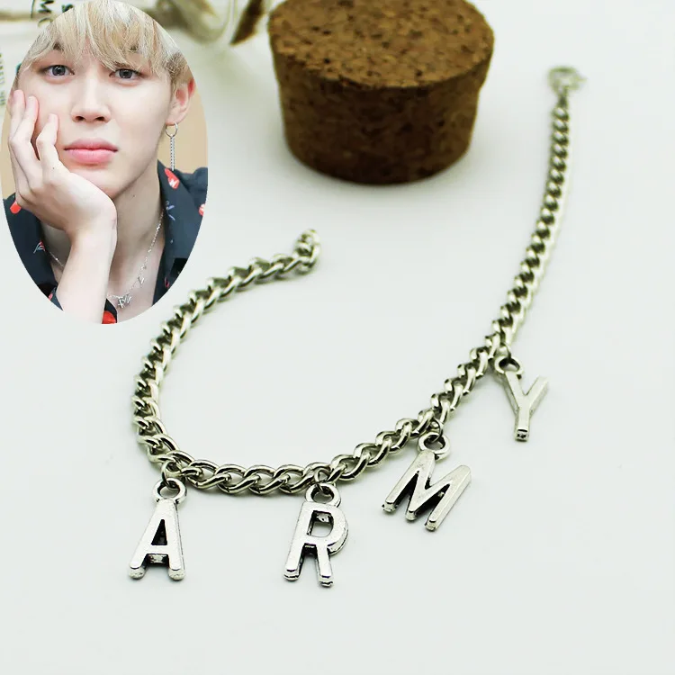 

1 Pcs BTS Bulletproof Boy Same Bracelet Korean Simple Personality Student Birthday Necklace Female Clavicle Chain Bracelet