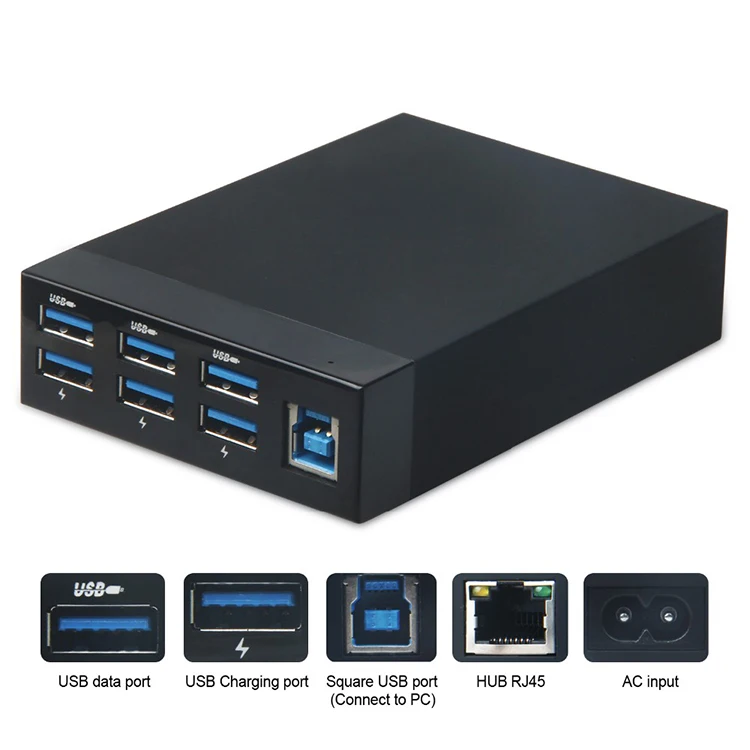 6 Ports USB HUB 3.0 Charging 5V 3A USB Charger Adapter with RJ45