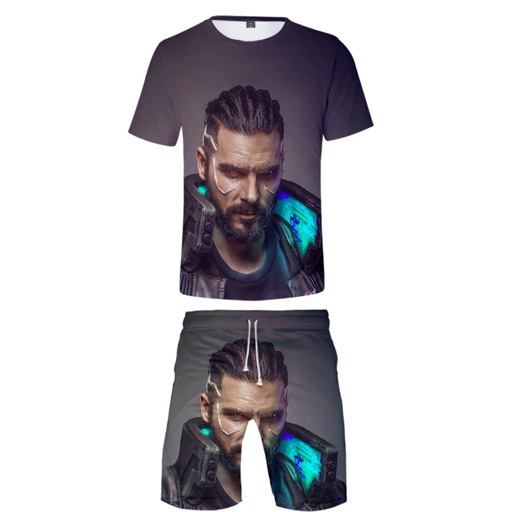

Cosplay Game Cyberpunk 2077 3D Print Men's T Shirt Sets Summer Short sleeve T shirt and shorts Sets Cyberpunk 2077 XXS-4XL