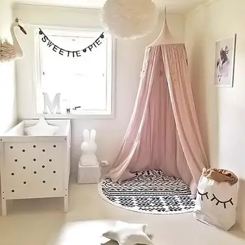 

Children Baby Bed Canopy Round Dome Cotton Mosquito Net Nursery Room Decoration Fashion