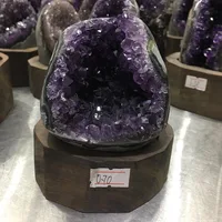 700g Natural Uruguay Purple Amethyst Hole Quartz Crystal+stand 1