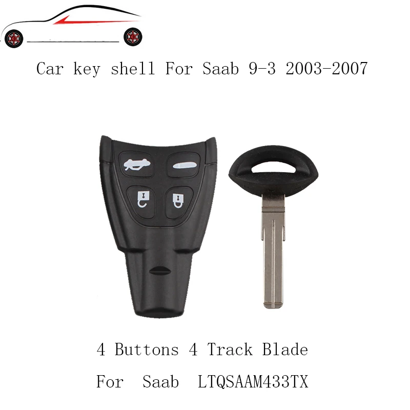 

GORBIN 4 Buttons 4 Track Blade Remote Key Fob Shell Case+Key Blank for SAAB 9-3 93 2003-2009 car key sehll FOB For LTQSAAM433TX