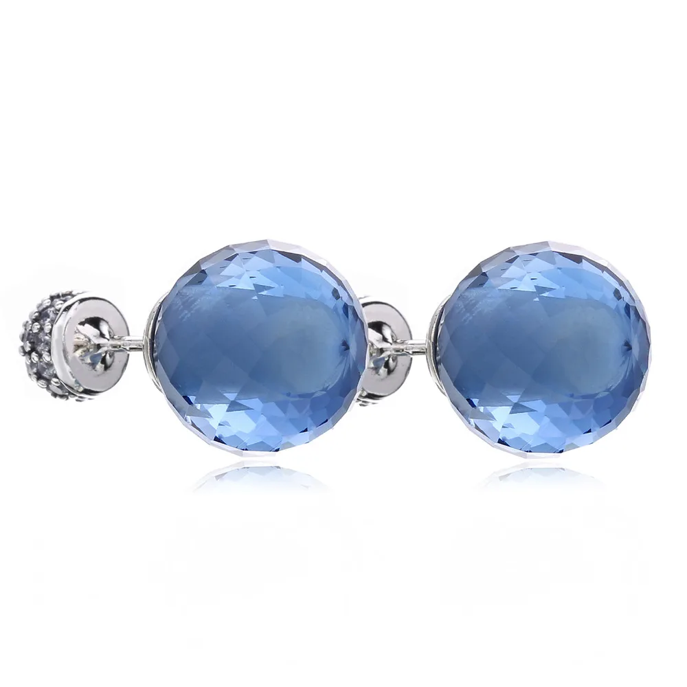 Аутентичные 925 пробы серебряные мерцающие капли, темно-синие кристаллы и прозрачные CZ совместимы с европейскими оригинальными ювелирными изделиями