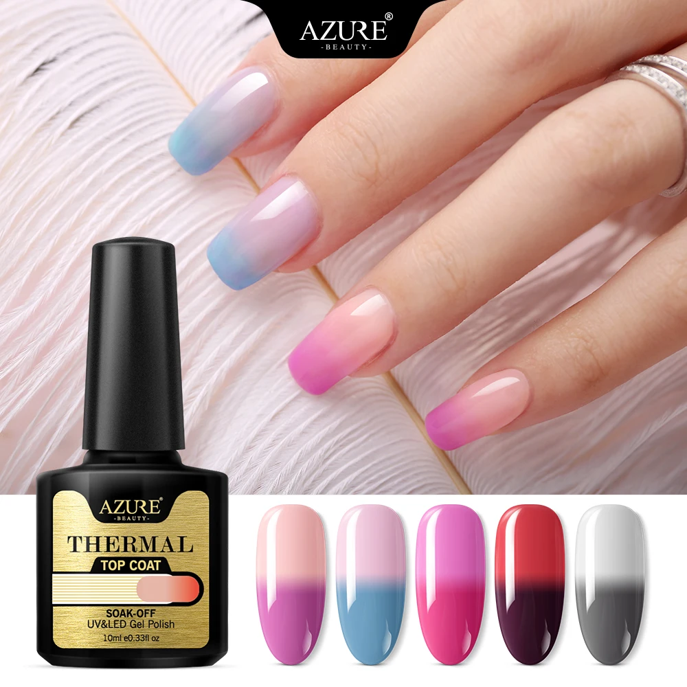  Azure Beauty New 10mlThermal Change Nail Polish Peel Off Nail Polish Gel UV/LED Lamp To Dry Thermal