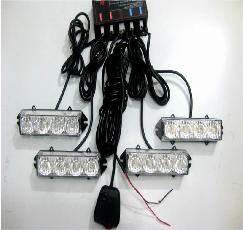 

1set 4x 4 Led Car Motorcycle truck daytime strobe light 12v Autos Emergency warning flash fog lamp with controller driving light