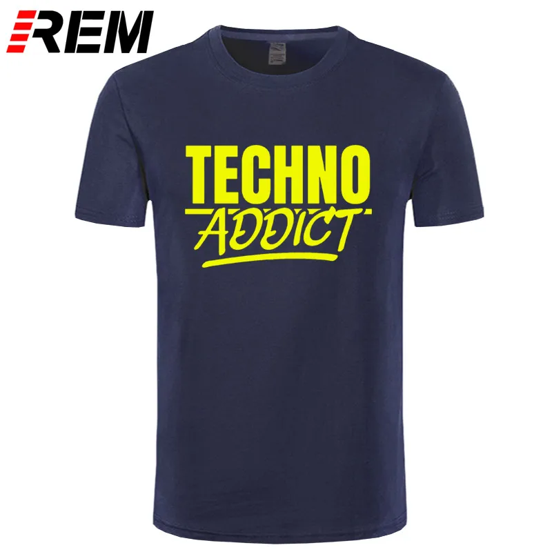 Techno addict t echno raves raver afterhour Футболка с принтом, хлопок, размер S-3XL, наряд, подарок, аутентичная летняя оригинальная рубашка - Цвет: navy yellow