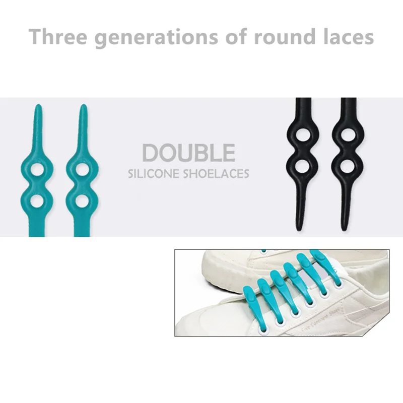 14pcs/bag Lazy No Tie Elastic Silicone Shoe Laces Athletic Running Sport Shoelaces Children Adult Shoe Strings Sneaker Accessory