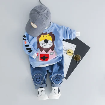 

HYLKIDHUOSE 2019 Spring Baby Girls Boys Clothing Sets Toddler Infant Clothes Suits Cartoon T Shirt Pants Kids Children Costume