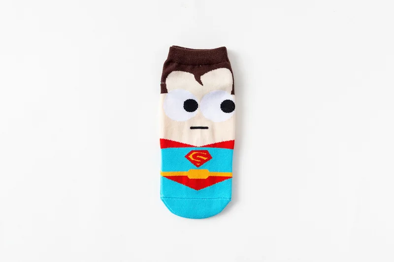 Летний Лидер продаж! Мужские носки, хлопок, Супермен, Человек-паук, Капитан Америка, мстите, мужские короткие носки, цветные, дышащие, акриловые