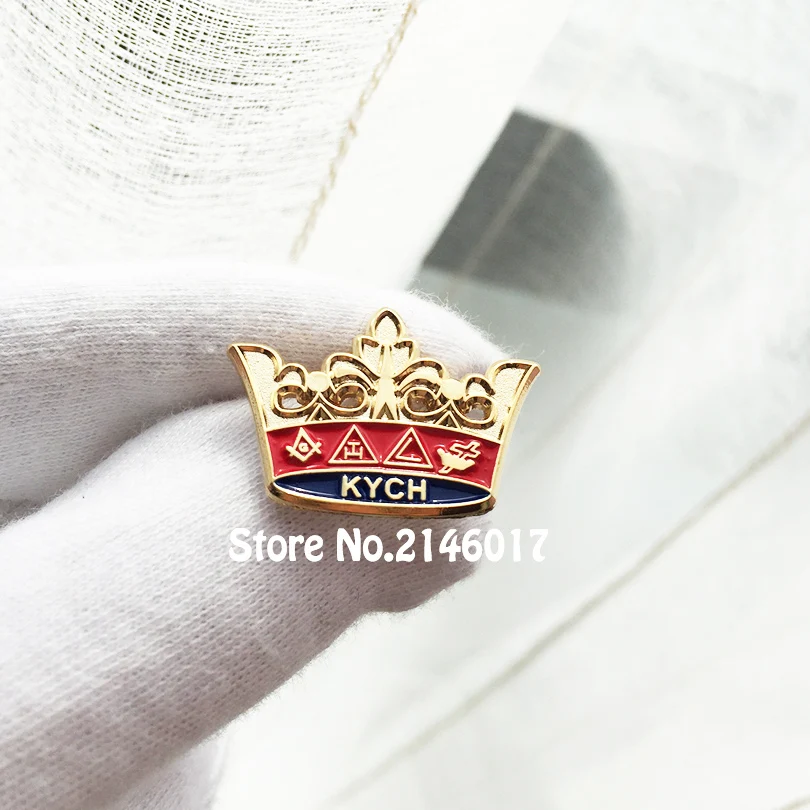 

Masonic KYCH Knight Commander Court of Honor Lapel Pin Brooch Masons Letters Inside Base of Crown Souvenir Badges Metal Crafts
