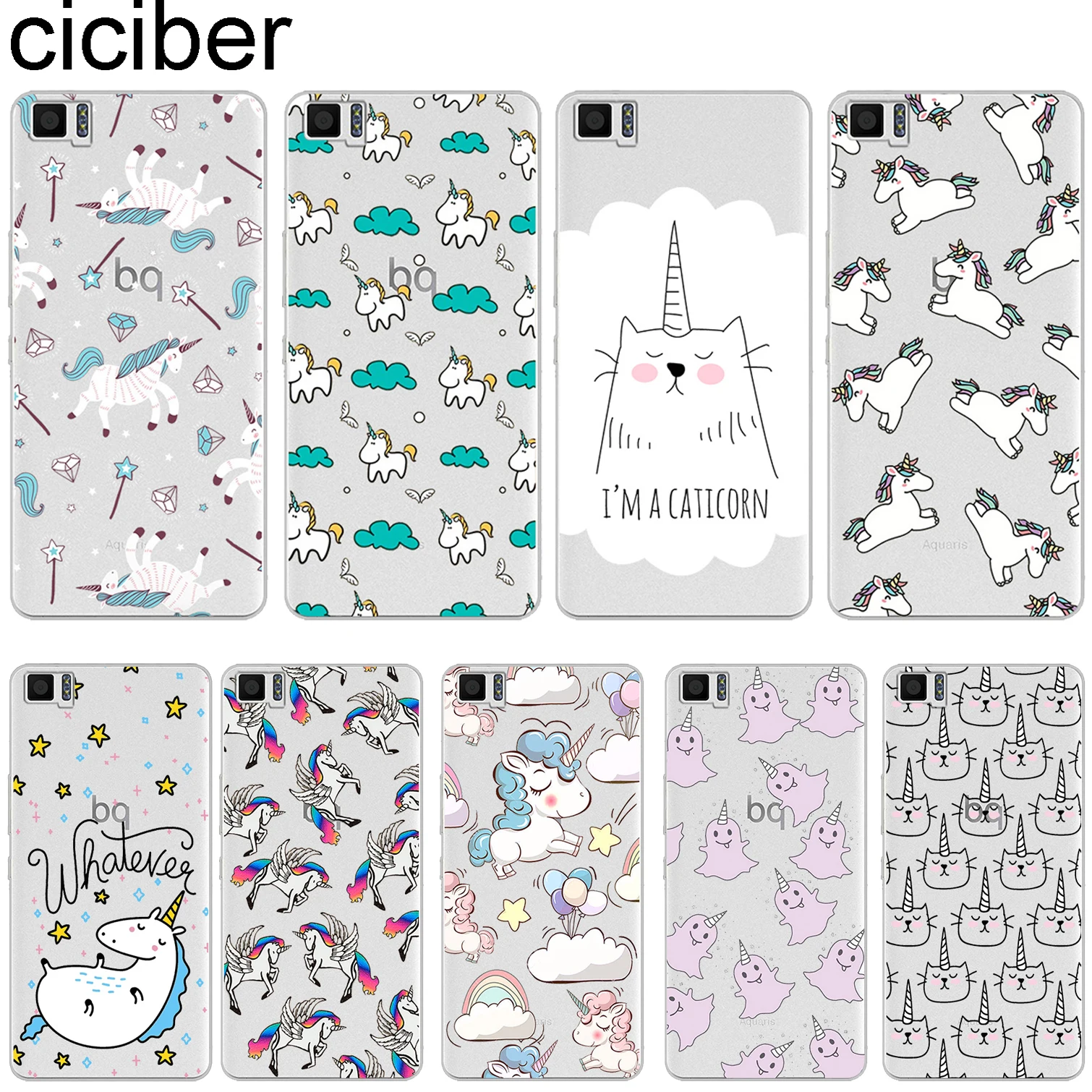 

ciciber Unicorn For BQ Aquaris U2 C U X5 V VS X2 X Plus Lite Pro E5 M5 M5.5 E4.5 M4.5 Soft Silicone Phone Cases Cover Clear TPU