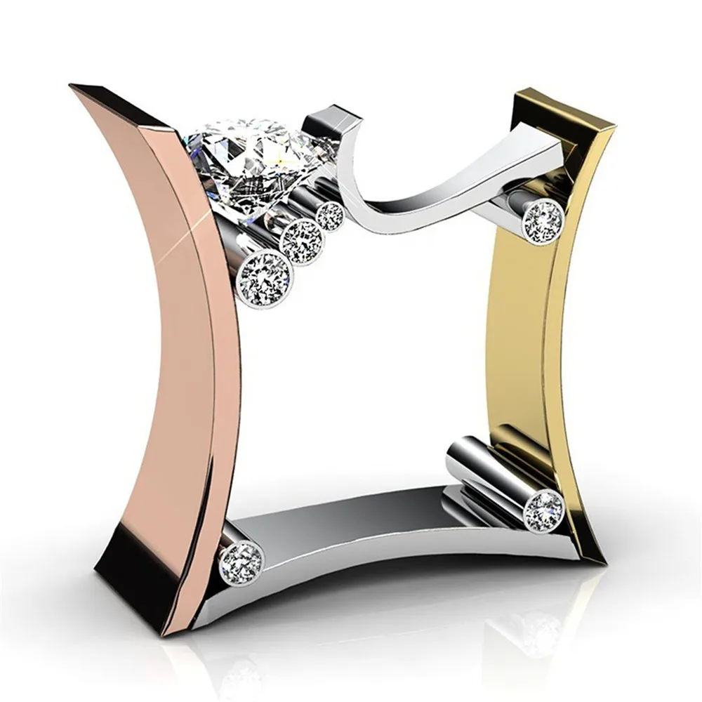 

Gold and Silver Mix Color Two Tone Gold Rings for Men Women Fashion Design Modern Jewelry New Lady Accessory Ring Gift