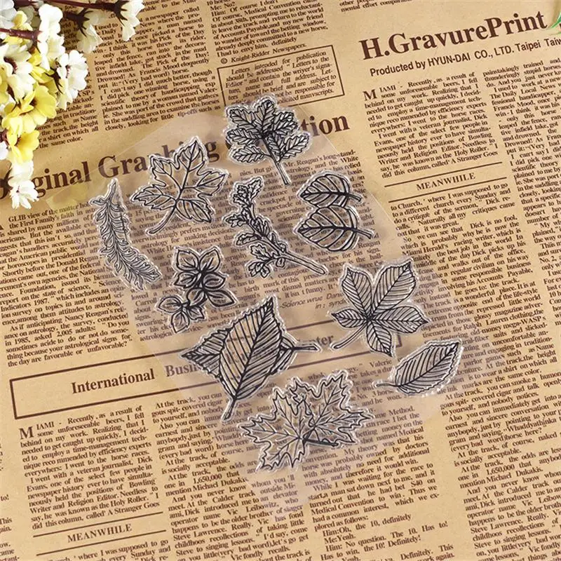 Leaf Transparent Clear Silicone Stamp/Seal For DIY Scrapbooking Photo Album Decorative Paper Card Crafts Handmade Gift - Цвет: 01