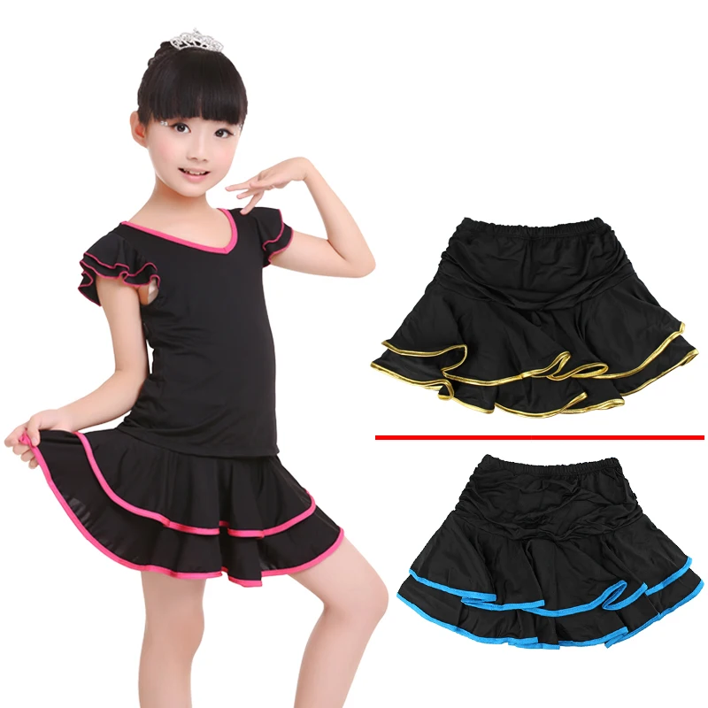 Танцевальная юбка для девочек, Латинская Сальса, ча-Румба, Самба, Современные Бальные юбки с шортами, 10 цветов