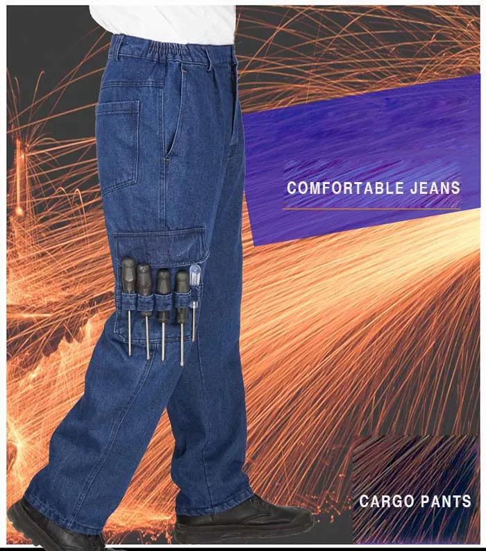Модные свободные джинсы, повседневные рабочие брюки, мужские джинсы в стиле хип-хоп, хлопковые брюки с большими карманами, мужская одежда размера плюс, синие джинсы, Прямая поставка
