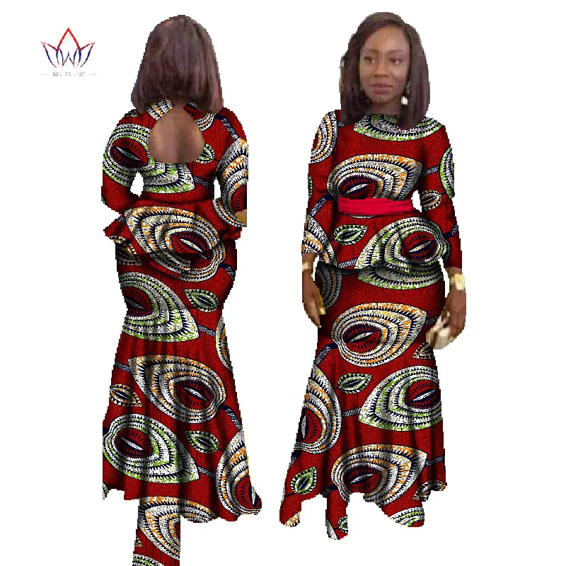 african attire BRW Fashion African Skirt Set for Women Dashiki Plus Size African Clothing Bazin Sexy Traditional African Clothing WY023 african robe